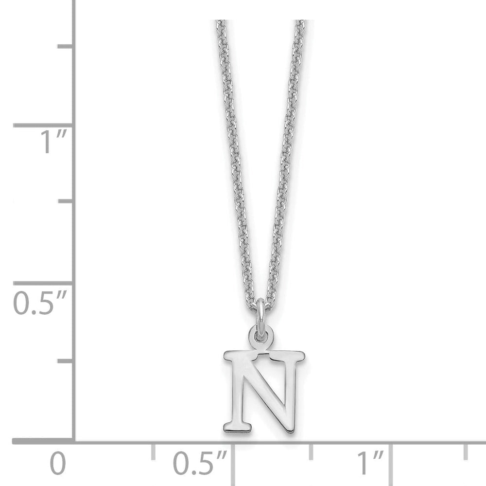 14k White Gold Tiny Cut Out Block Letter O Initial Pendant and Necklace