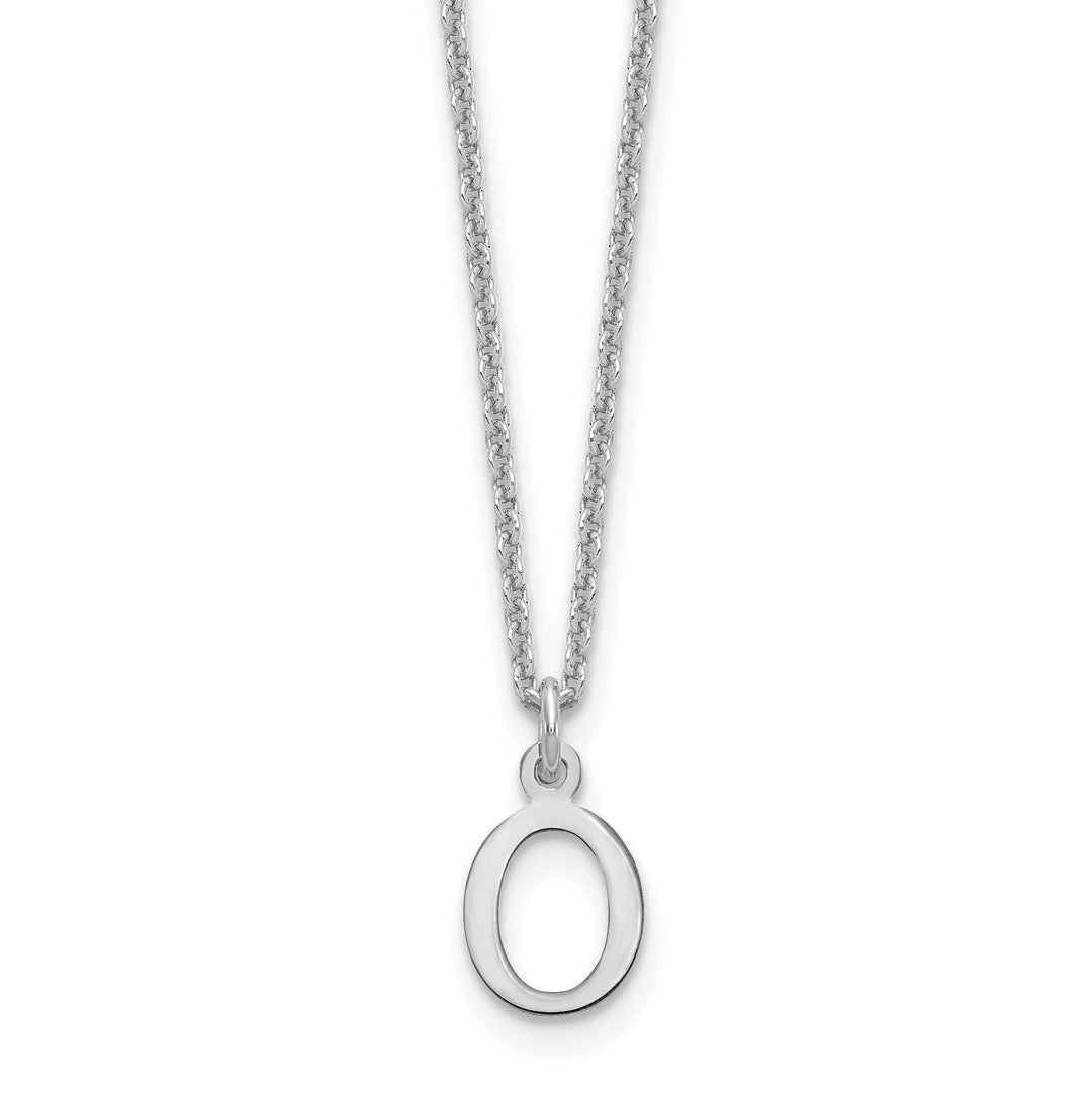 14k White Gold Tiny Cut Out Block Letter P Initial Pendant and Necklace
