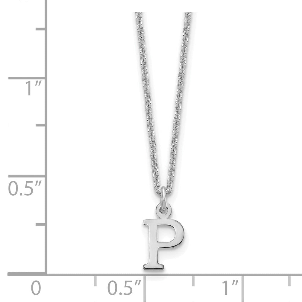14k White Gold Tiny Cut Out Block Letter Q Initial Pendant and Necklace