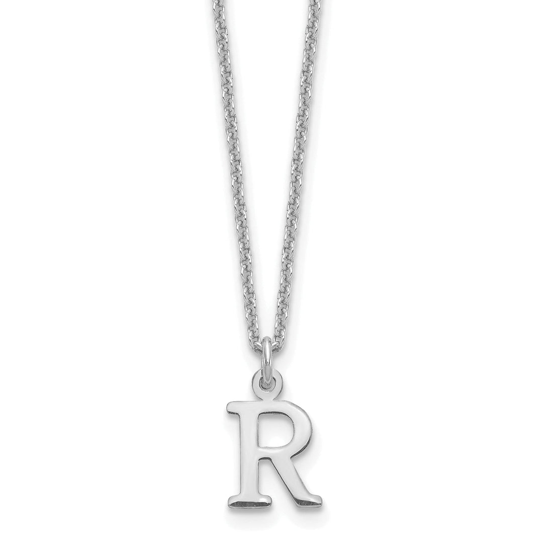 14k White Gold Tiny Cut Out Block Letter S Initial Pendant and Necklace