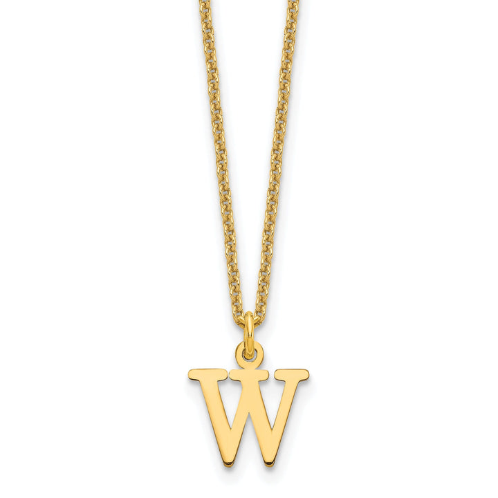 14k Yellow Gold Tiny Cut Out Block Letter X Initial Pendant and Necklace