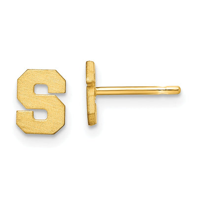 14K Yellow Gold Script Satin Brushed Finish Letter S Initial Earrings at $ 126.71 only from Jewelryshopping.com