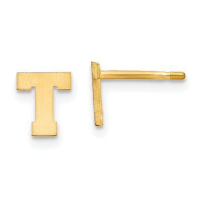 14K Yellow Gold Script Satin Brushed Finish Letter T Initial Earrings at $ 126.71 only from Jewelryshopping.com