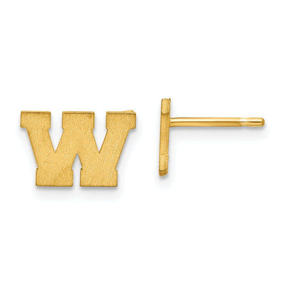 14K Yellow Gold Script Satin Brushed Finish Letter W Initial Earrings at $ 126.71 only from Jewelryshopping.com