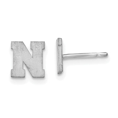 14K White Gold Script Satin Brushed Finish Letter N Initial Earrings at $ 127.18 only from Jewelryshopping.com
