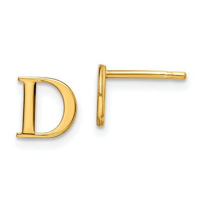 14K Yellow Gold Polished Finish Letter D Initial Post Earrings at $ 127.09 only from Jewelryshopping.com