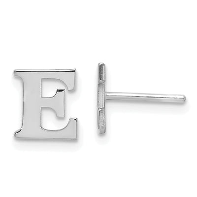 14K White Gold Rhodium Polished Finish Letter E Initial Post Earrings at $ 127.61 only from Jewelryshopping.com