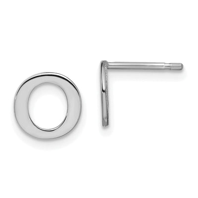 14K White Gold Rhodium Polished Finish Letter O Initial Post Earrings at $ 127.61 only from Jewelryshopping.com