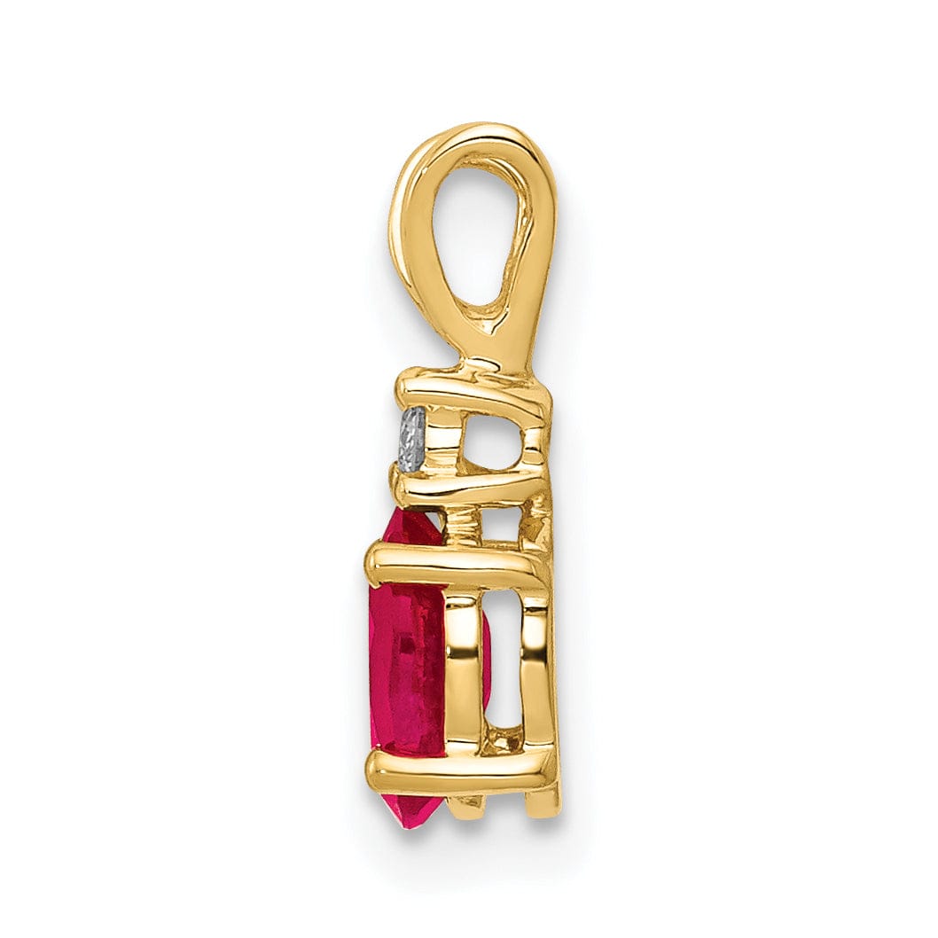 14k Yellow Gold Oval Ruby Diamond Pendant