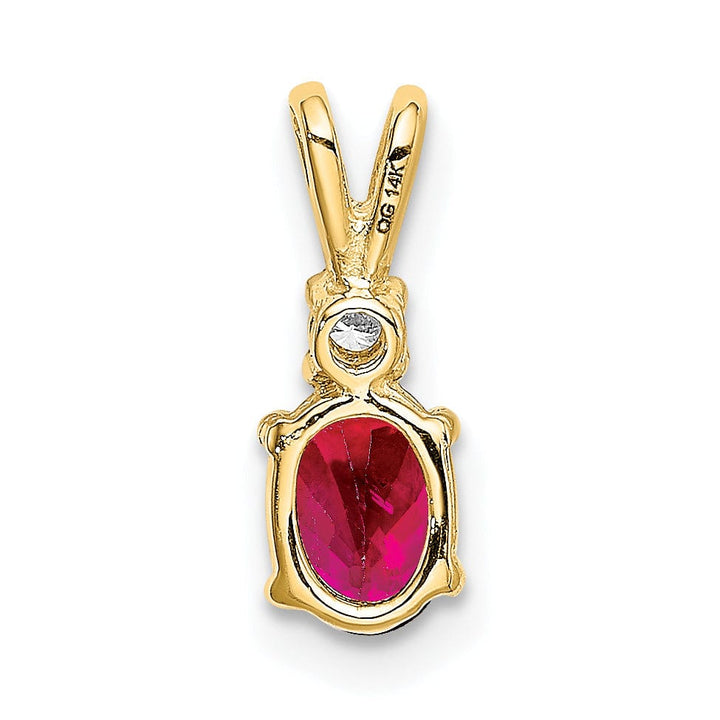 14k Yellow Gold Oval Ruby Diamond Pendant