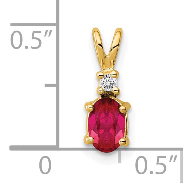 14k Yellow Gold Oval Ruby Diamond Pendant