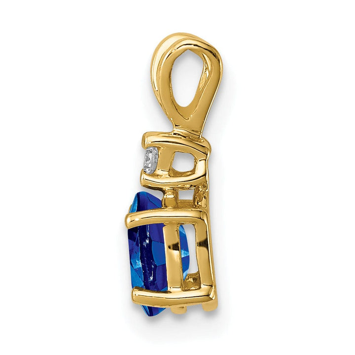 14k Yellow Gold Oval Sapphire Diamond Pendant