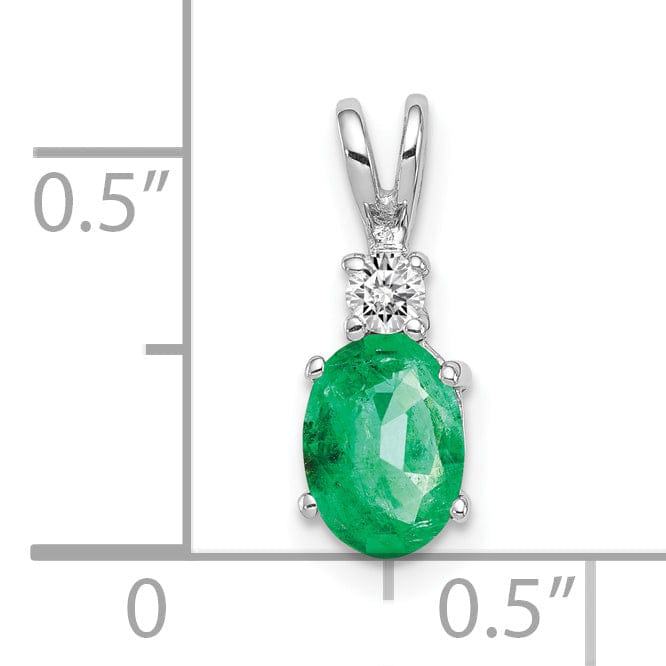 14k White Gold Emerald Diamond Pendant