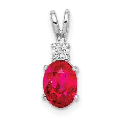 14k White Gold Oval Ruby Diamond Pendant at $ 461.35 only from Jewelryshopping.com