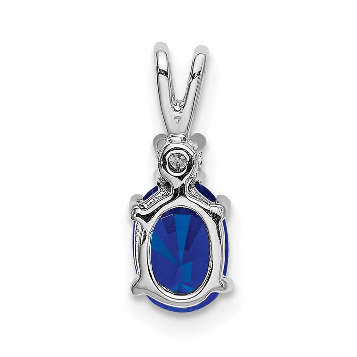 14k White Gold Oval Sapphire Diamond Pendant