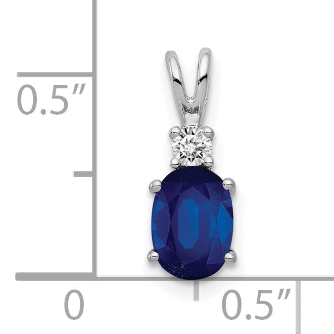 14k White Gold Oval Sapphire Diamond Pendant