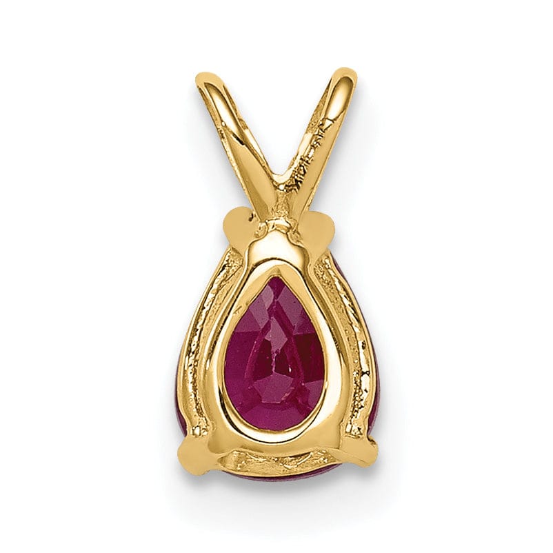 14k Yellow Gold Ruby Diamond Pendant