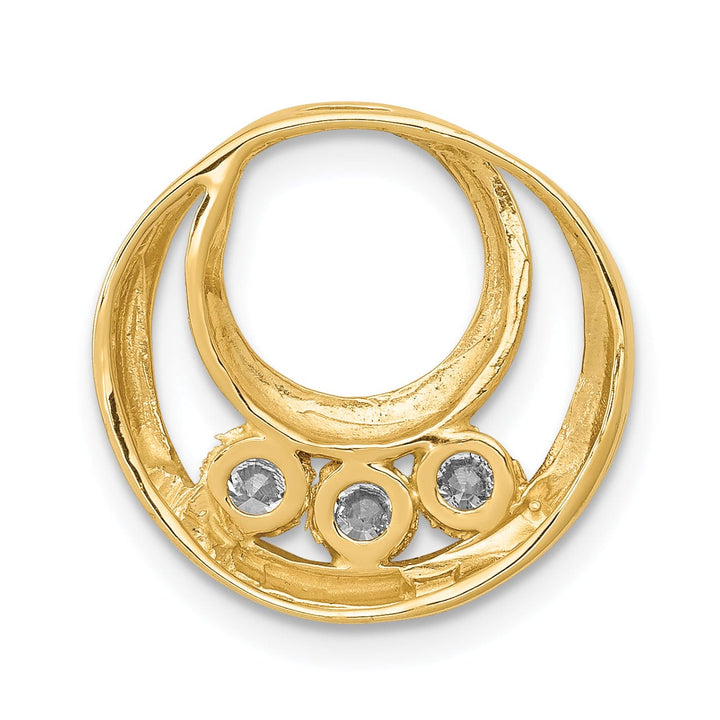 14k Yellow Gold Round Three Stone Diamond Pendant