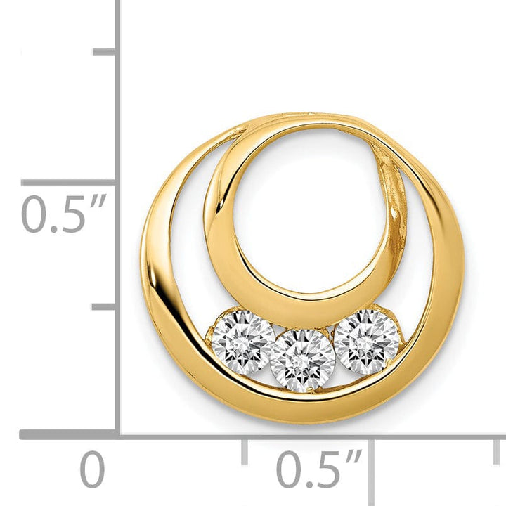 14k Yellow Gold Round Three Stone Diamond Pendant