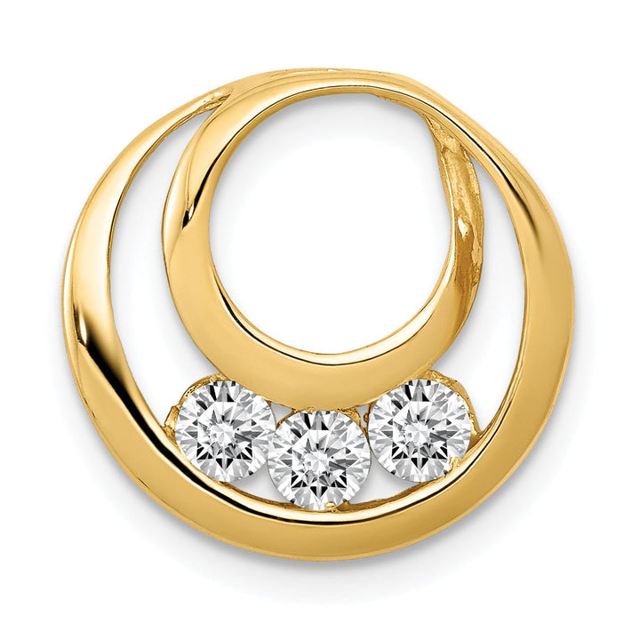 14k Yellow Gold Round Three Stone Diamond Pendant