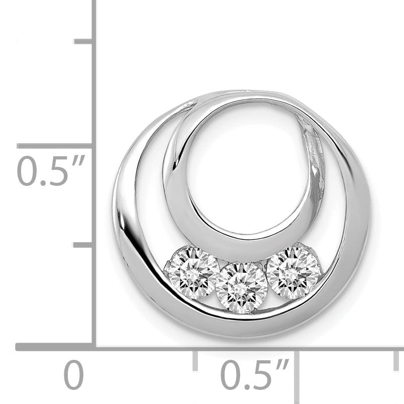 14k White Gold Round Three Stone Diamond Pendant