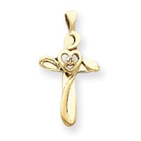 14k Yellow Gold VS2 / SI1 Diamond Cross Pendant at $ 128.69 only from Jewelryshopping.com