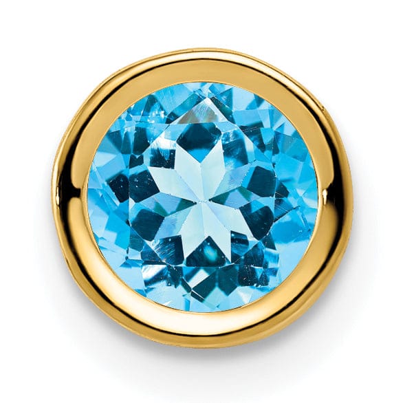 14k Yellow Gold Blue Topaz Bezel Pendant