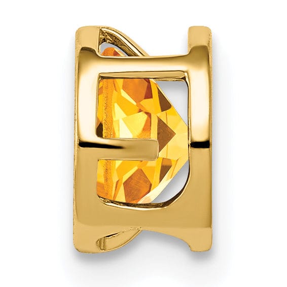 14k Yellow Gold Citrine Diamond Bezel Pendant