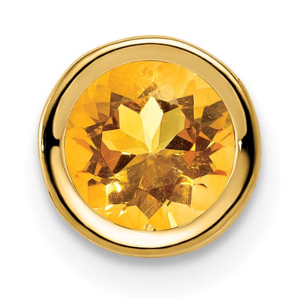 14k Yellow Gold Citrine Diamond Bezel Pendant