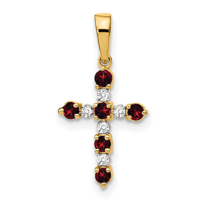 14k Garnet Diamond Cross Pendant at $ 117.37 only from Jewelryshopping.com