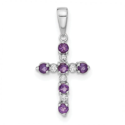14k White Gold Amethyst Diamond Cross Pendant at $ 127.84 only from Jewelryshopping.com
