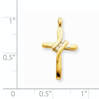 14k Yellow Gold G-I I1 Diamond Cross Pendant