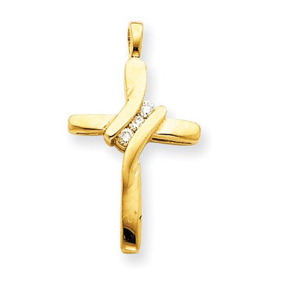 14k Yellow Gold G-I I1 Diamond Cross Pendant at $ 233.14 only from Jewelryshopping.com