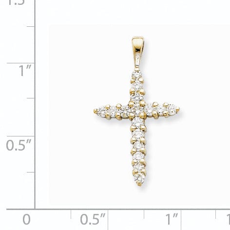 14k Yellow Gold G-I I1 Diamond Cross Pendant