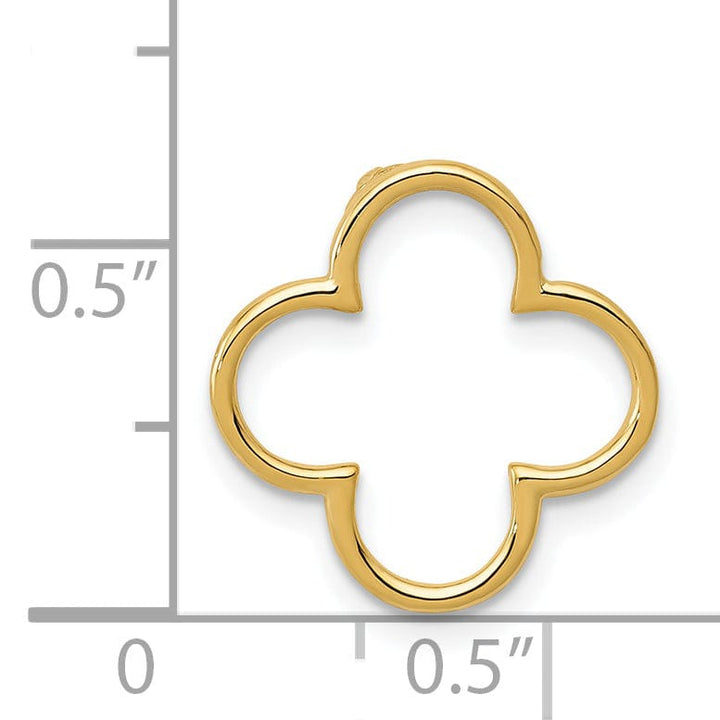 14k Yellow Gold Small Flat Back Solid Polished Finish Quatrefoil Design Chain Slide. Does Not Fit Omega.