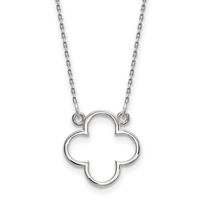 14k White Gold Polished Diamond Cut Finish Quatrefoil Pendant Design in a 18-Inch Cable Chain Necklace Set at $ 192.3 only from Jewelryshopping.com