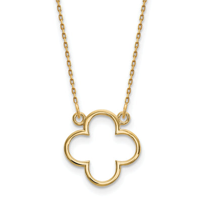 14k Yellow Gold Polished Diamond Cut Finish Quatrefoil Pendant Design in a 18-Inch Cable Chain Necklace Set at $ 214.95 only from Jewelryshopping.com