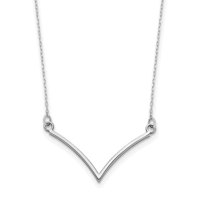 14k White Gold Diamond Cut Polished Finish Fancy V-Shape Pendant Design in a 18-inch Cable Chain Necklace Set at $ 196.01 only from Jewelryshopping.com