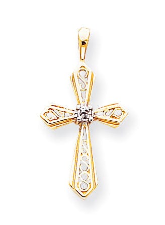 14k Yellow Gold Diamond Cross Pendant at $ 122.23 only from Jewelryshopping.com