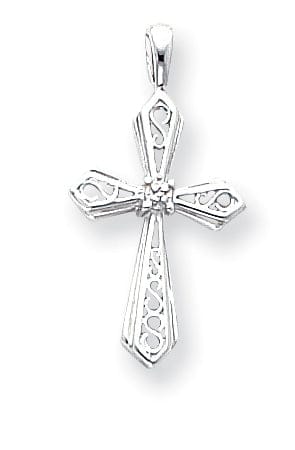 14k White Gold G-I SI2/SI3 Diamond Cross Pendant at $ 140.96 only from Jewelryshopping.com