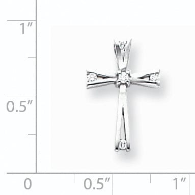 14k White Gold G-I I1 Diamond Cross Pendant