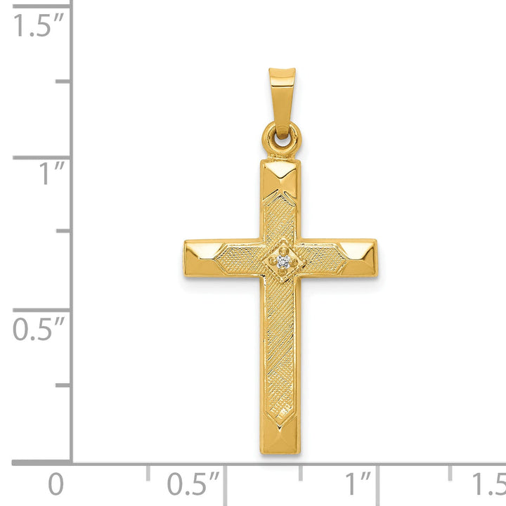 14k Yellow Gold Diamond Cross Pendant