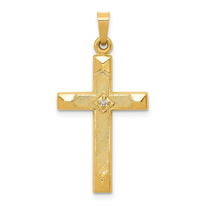 14k Yellow Gold Diamond Cross Pendant