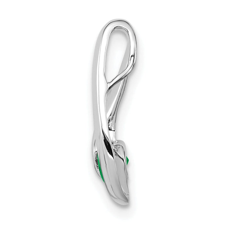 14k White Gold Emerald Pendant