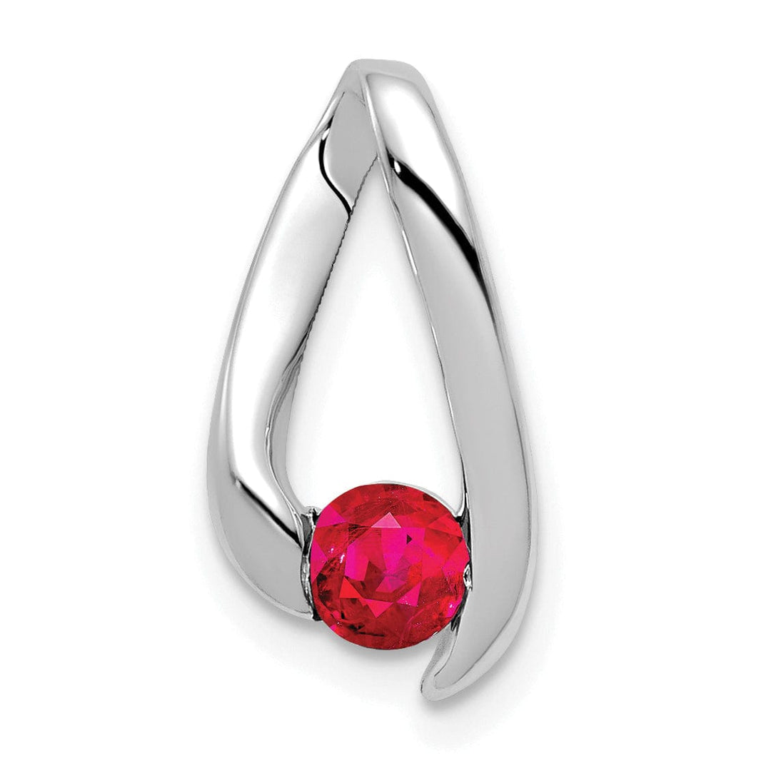 14k White Gold Ruby Diamond Pendant