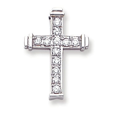 14k White Gold G-I I1 Diamond Cross Pendant