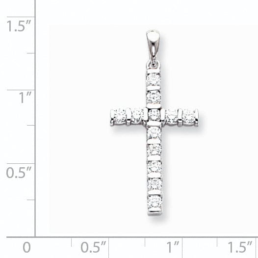 14k White Gold VS2 / SI1 Diamond Cross Pendant