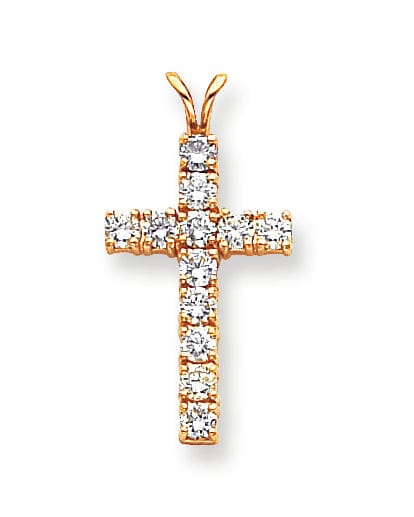 14k Yellow Gold Diamond Latin Cross Pendant