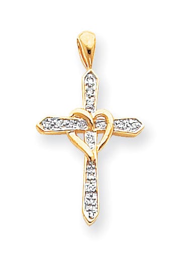 14k Yellow Gold VS2 / SI1 Diamond Cross Pendant