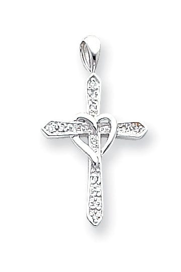 14k White Gold VS2 / SI1 Diamond Cross Pendant at $ 407.64 only from Jewelryshopping.com